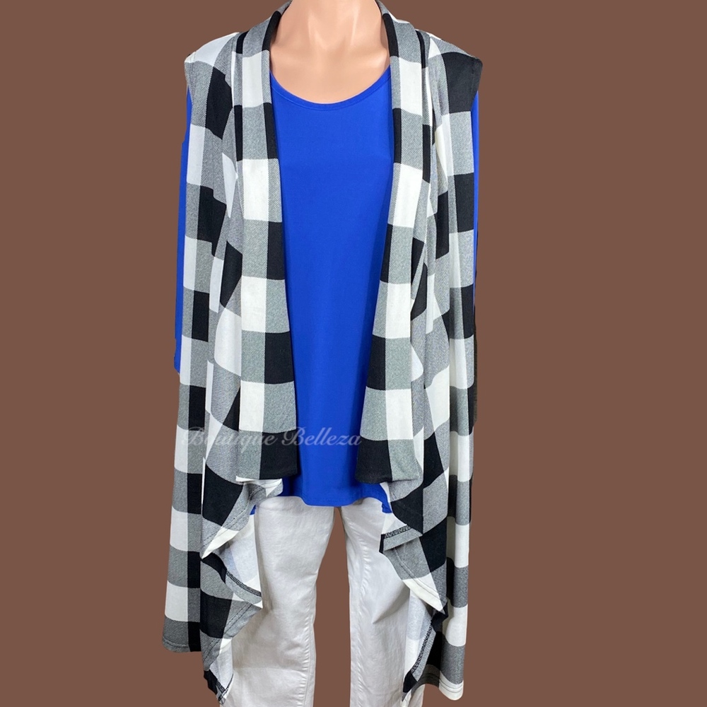 Black and White Buffalo Print Longline Vest - Picture 8 of 8